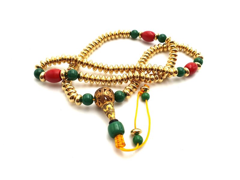 Tibetischer Schmuck Mâlâ in goldenes Metall perlen 5