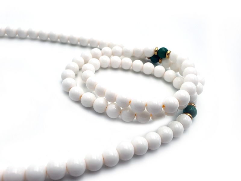 Tibetischer Schmuck Mâlâ in Steinperlen - Weiß 2