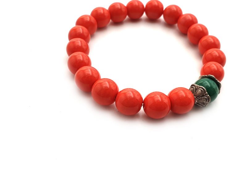 Tibetisches Armband Mâlâ aus Steinperlen - Korallenrosa 3