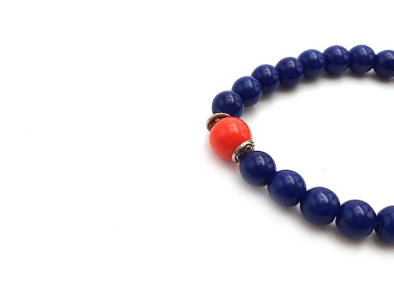 Tibetisches Armband Mâlâ aus Steinperlen - Marineblau 2
