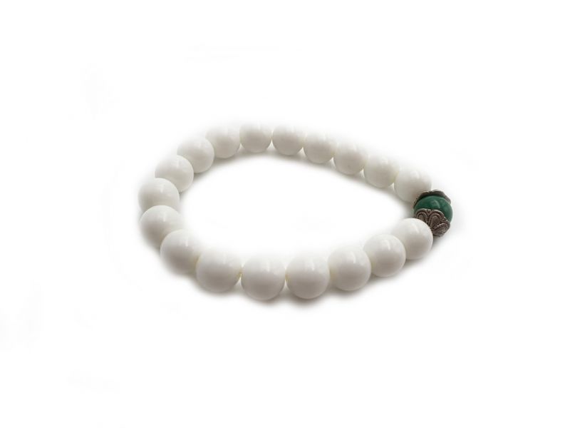 Tibetisches Armband Mâlâ aus Steinperlen - Weiß 3