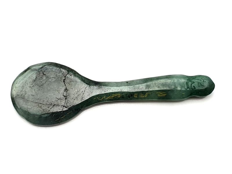 Traditional Chinese Medicine - Gua Sha Jade Spoon - Category A - Dark Green 1
