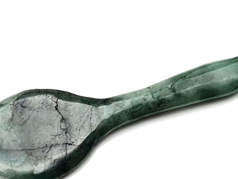 Traditional Chinese Medicine - Gua Sha Jade Spoon - Category A - Dark Green 2