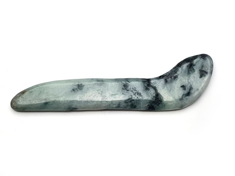 Traditional Chinese Medicine - Jade Gua Sha Stick - White and Green spotted 1