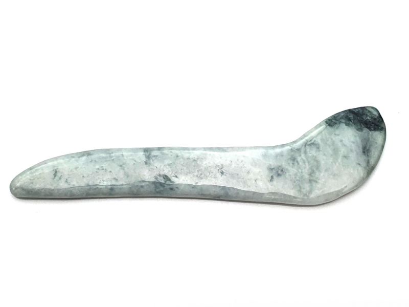 Traditional Chinese Medicine - Jade Gua Sha Stick - White and spotted green 1