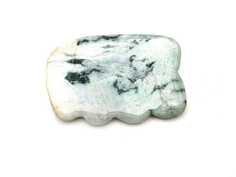 Traditional Chinese medicine - Mini Wavy Jade Gua Sha - Green spotted 1