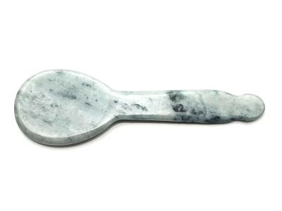 Traditionelle chinesische Medizin - Gua Sha Jadelöffel - Weiß und Grüne spotted