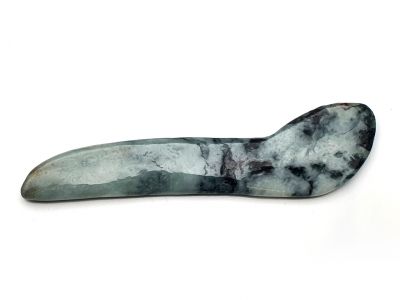 Traditionelle chinesische Medizin - Jade Gua Sha Stick - Grün und Weiß - Durchscheinend