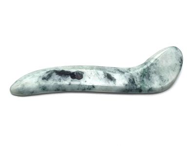 Traditionelle chinesische Medizin - Jade Gua Sha Stick - Weiß und gepunktetes Grün