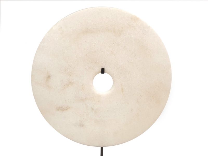 Très Grand disque Bi en Jade 35cm Blanc 1