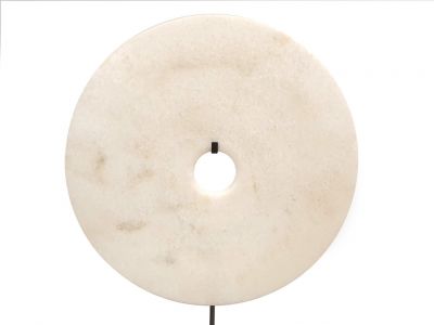 Très Grand disque Bi en Jade 35cm Blanc
