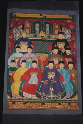 Très Grand Portrait d'ancêtres chinois 12 Personnages Très Grand Portrait d'ancêtres chinois 12 Personnages