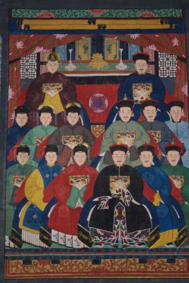 Très Grand Portrait d'ancêtres chinois 14 Personnages Très Grand Portrait d'ancêtres chinois 14 Personnages