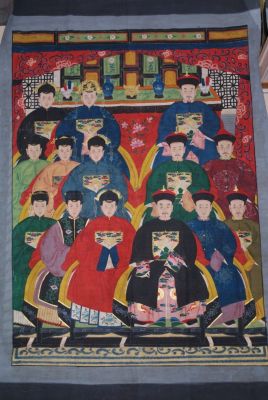 Très Grand Portrait d'ancêtres chinois 14 Personnages Très Grand Portrait d'ancêtres chinois 14 Personnages