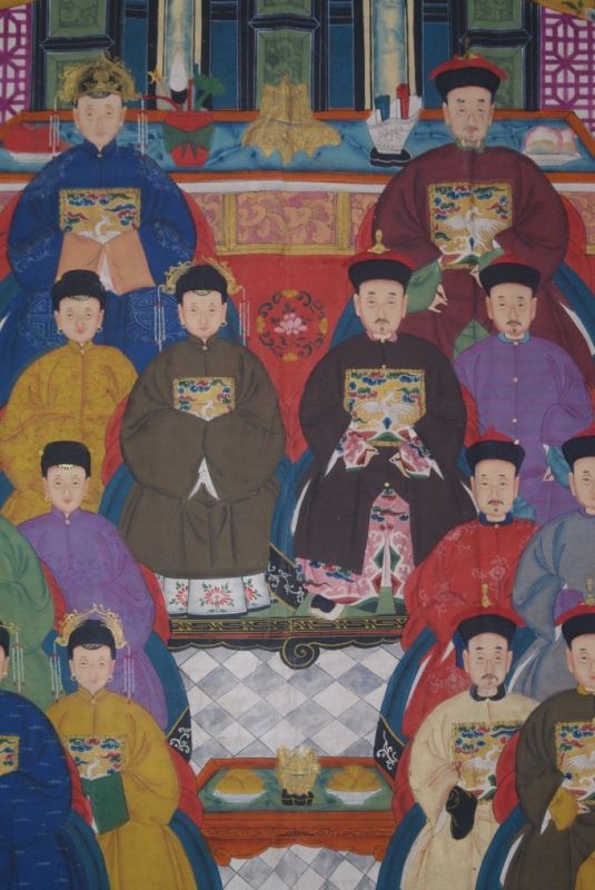 Très Grand Portrait d'ancêtres chinois 18 Personnages 2