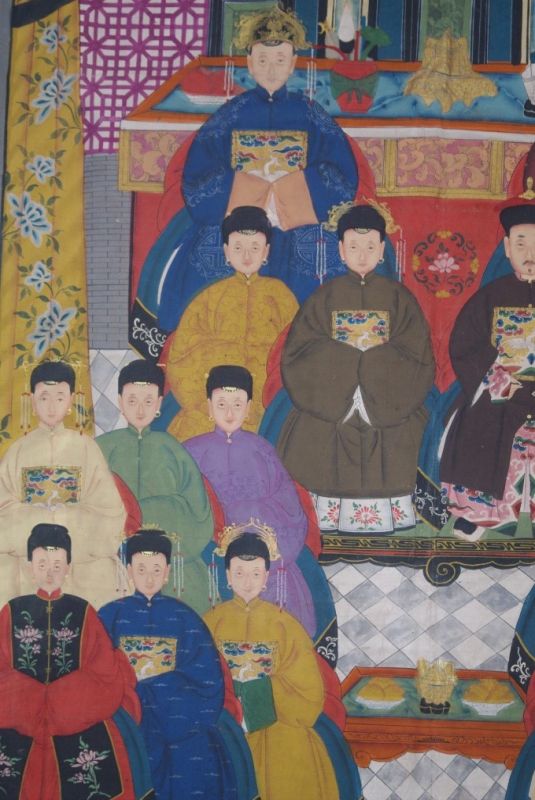Très Grand Portrait d'ancêtres chinois 18 Personnages 3