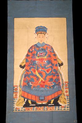 Très Grand Portrait d'ancêtres chinois - Majestueux - Impératrice - Orange