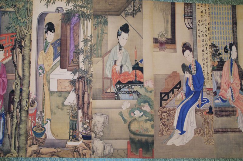 Très Grande Scène chinoise Peinture Les 12 femmes 2