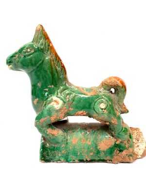 Tuile Faitière Chinoise en terre cuite émaillée - Le Cheval