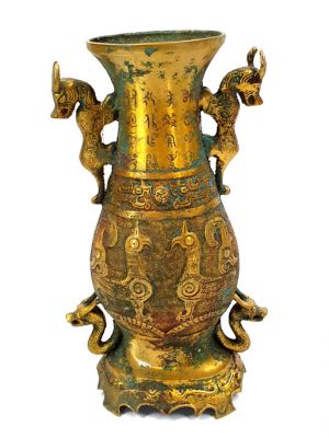 Vase chinois en bronze doré - Animaux mythiques