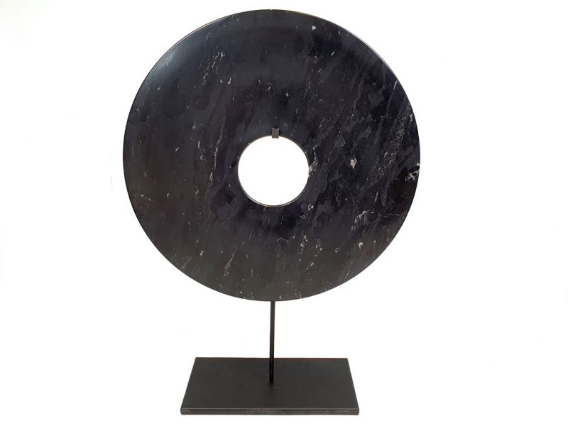 Very Large Chinese Bi Disc in Jade 35cm black (dye) 2