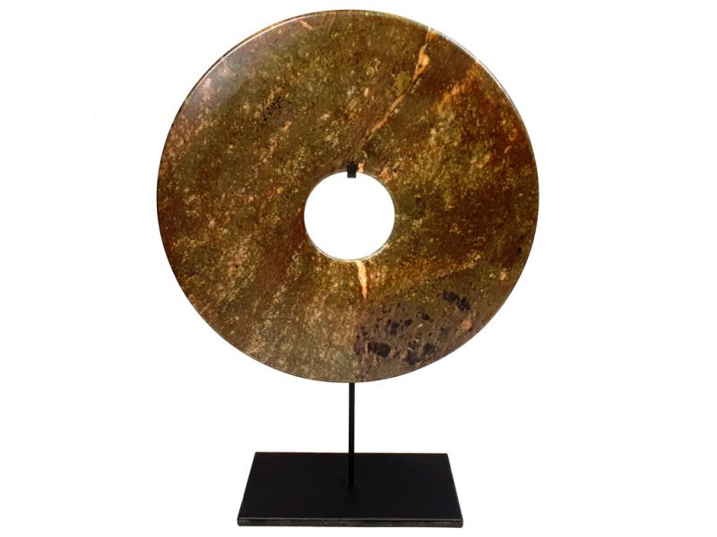 Very Large Chinese Bi Disc in Jade 35cm Brown 2