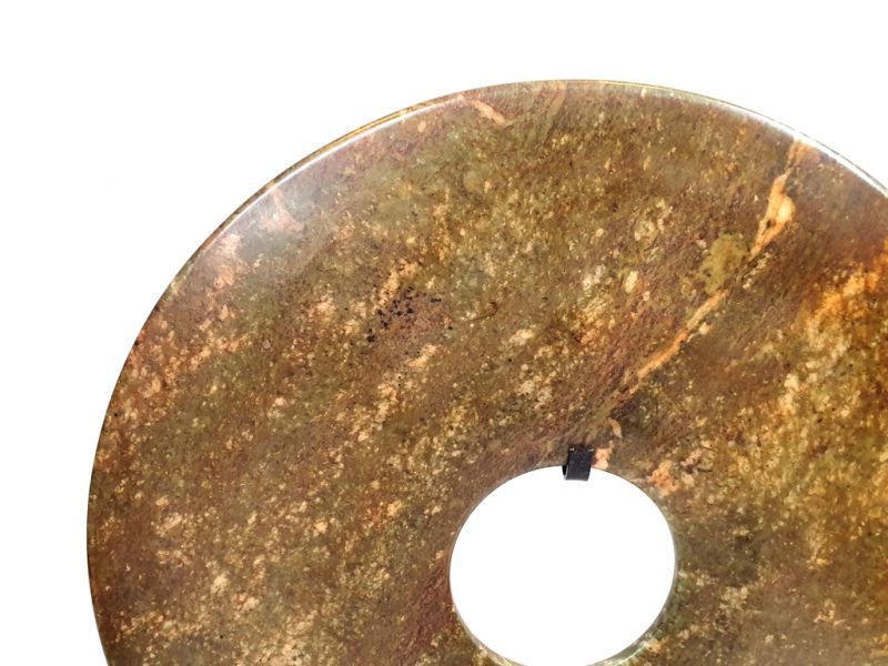 Very Large Chinese Bi Disc in Jade 35cm Brown 3