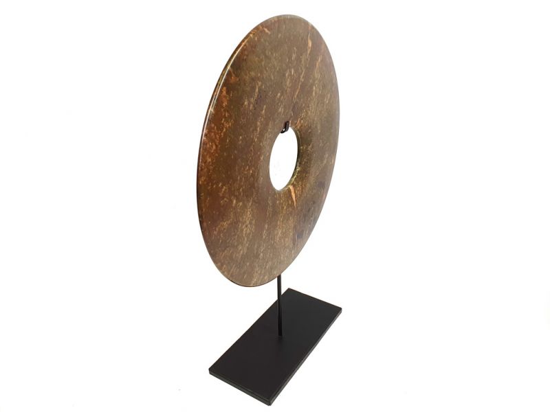 Very Large Chinese Bi Disc in Jade 35cm Brown 4