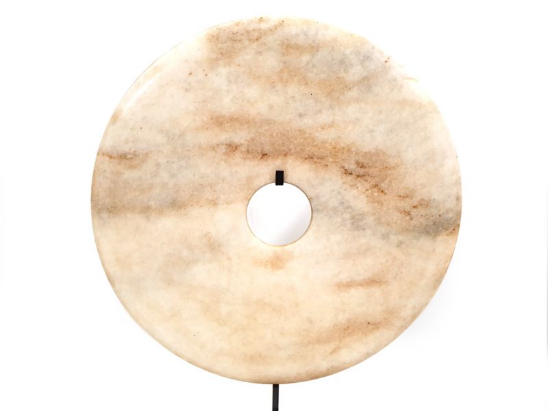 Very Large Chinese Bi Disc in Jade 35cm white and brown 1