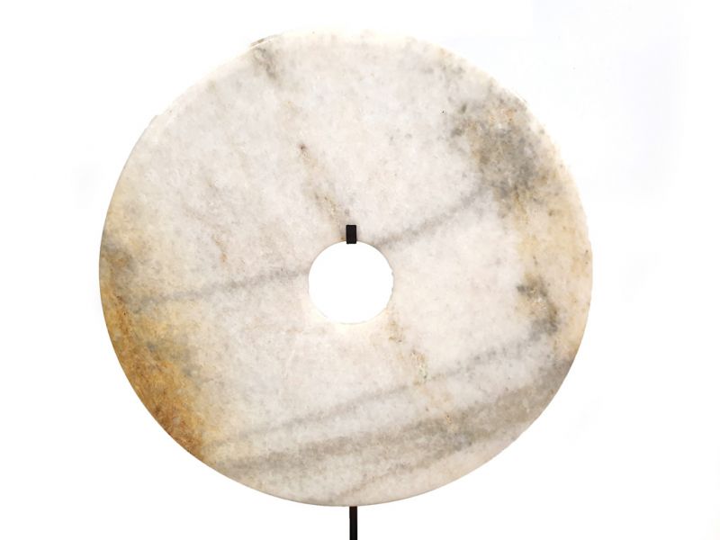 Very Large Chinese Bi Disc in Jade 35cm White Beige 1