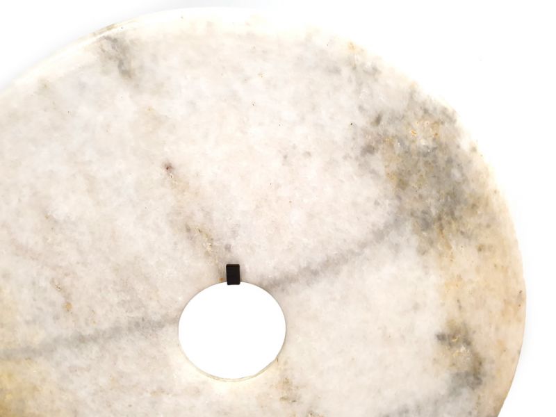 Very Large Chinese Bi Disc in Jade 35cm White Beige 3