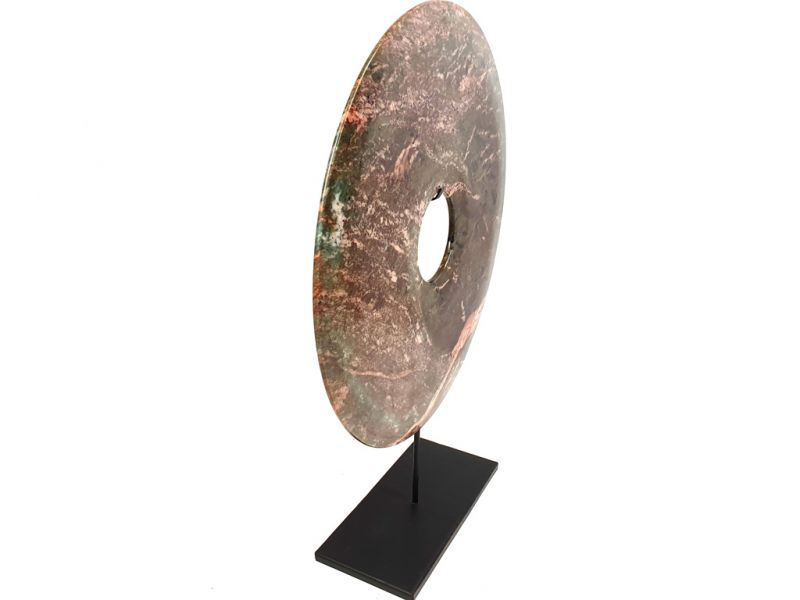Very Large Chinese Bi Disc in Jade 40cm Brown 5