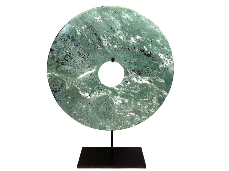 Very Large Chinese Bi Disc in Jade 40cm - Green 2