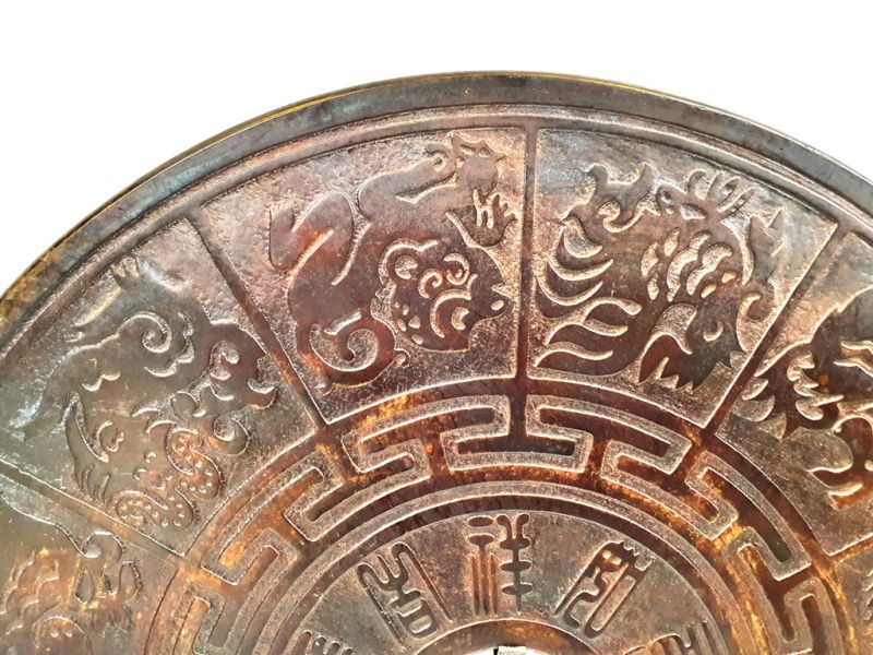 Very Large Chinese Bi Disc in Jade 40cm - Zodiac sign 3