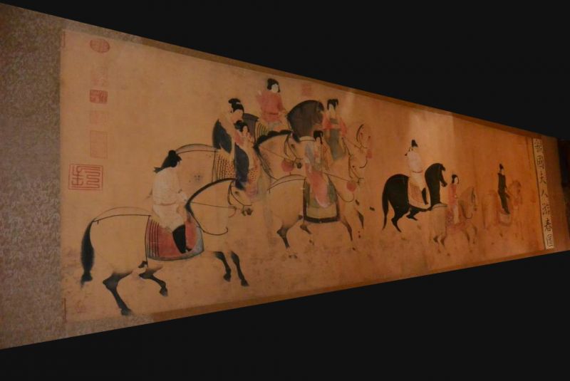 Very Large Chinese Kakemono Painting Horsmen 1