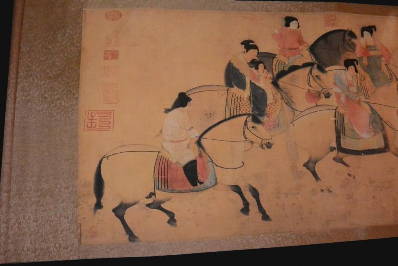 Very Large Chinese Kakemono Painting Horsmen 2