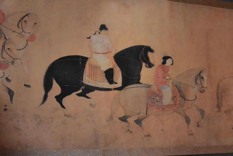 Very Large Chinese Kakemono Painting Horsmen 4