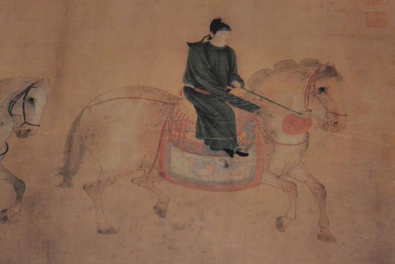 Very Large Chinese Kakemono Painting Horsmen 5