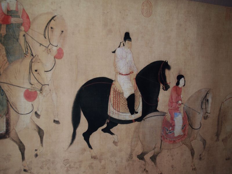 Very Large Chinese Kakemono Painting Horsmen 4