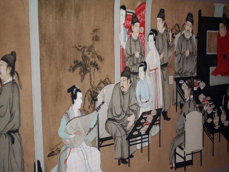 Very Large Chinese Kakemono Painting Night Revels of Han Xizai - Part 2 3