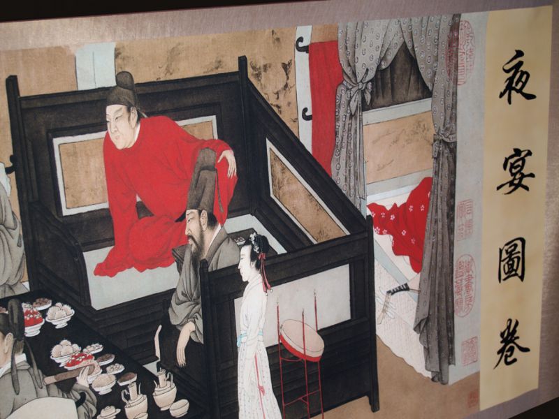 Very Large Chinese Kakemono Painting Night Revels of Han Xizai - Part 2 4