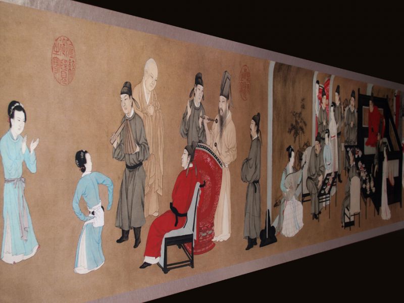 Very Large Chinese Kakemono Painting Night Revels of Han Xizai - Part 2 5