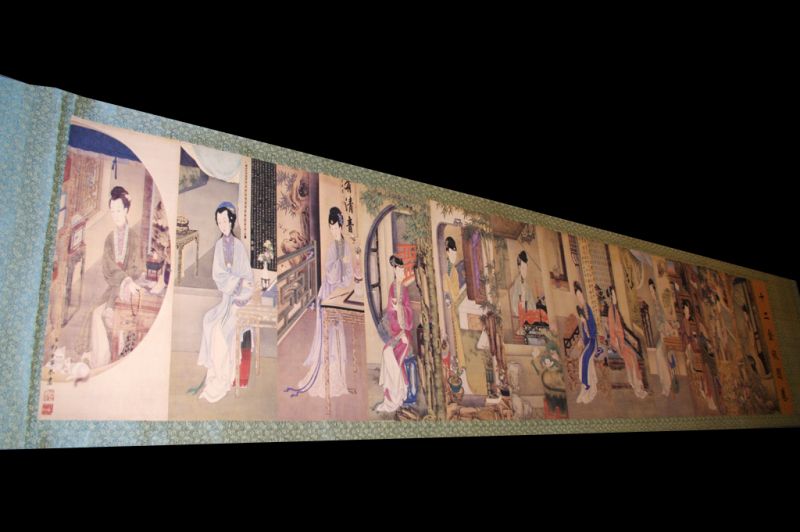 Very Large Chinese Kakemono Painting The 12 women 1