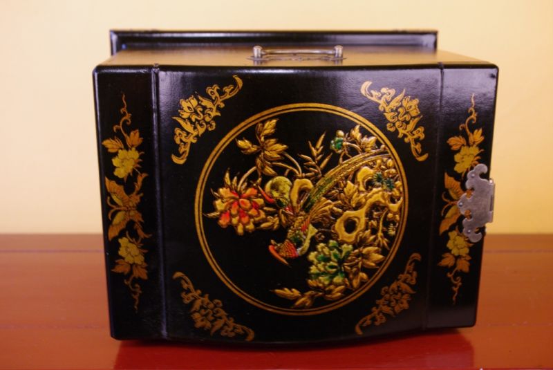 Very Large Jewelry Box Bird Black 5