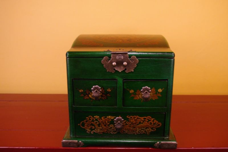 Very Large Jewelry Box Bird Green 4