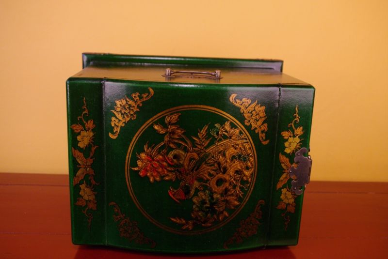 Very Large Jewelry Box Bird Green 5