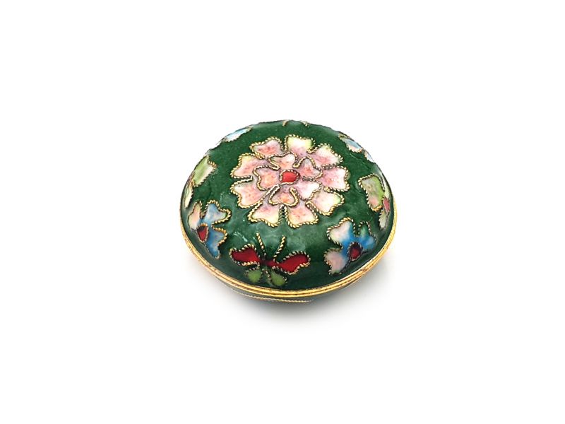 Very Small Chinese Cloisonné Enamel Box Green 1