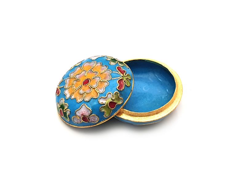 Very Small Chinese Cloisonné Enamel Box Light Blue 2