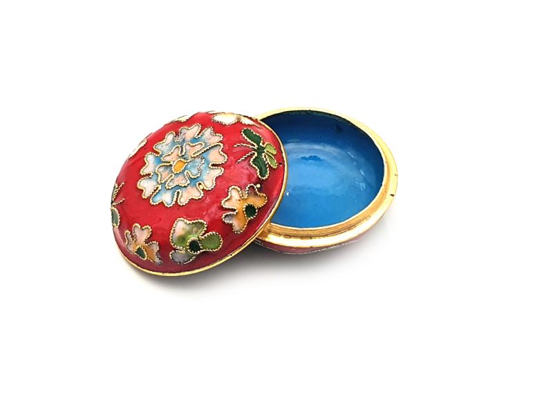 Very Small Chinese Cloisonné Enamel Box Red 2