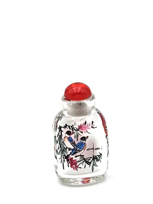 Very Small Glass Snuff Bottle - Chinese Arist - Parrots 2